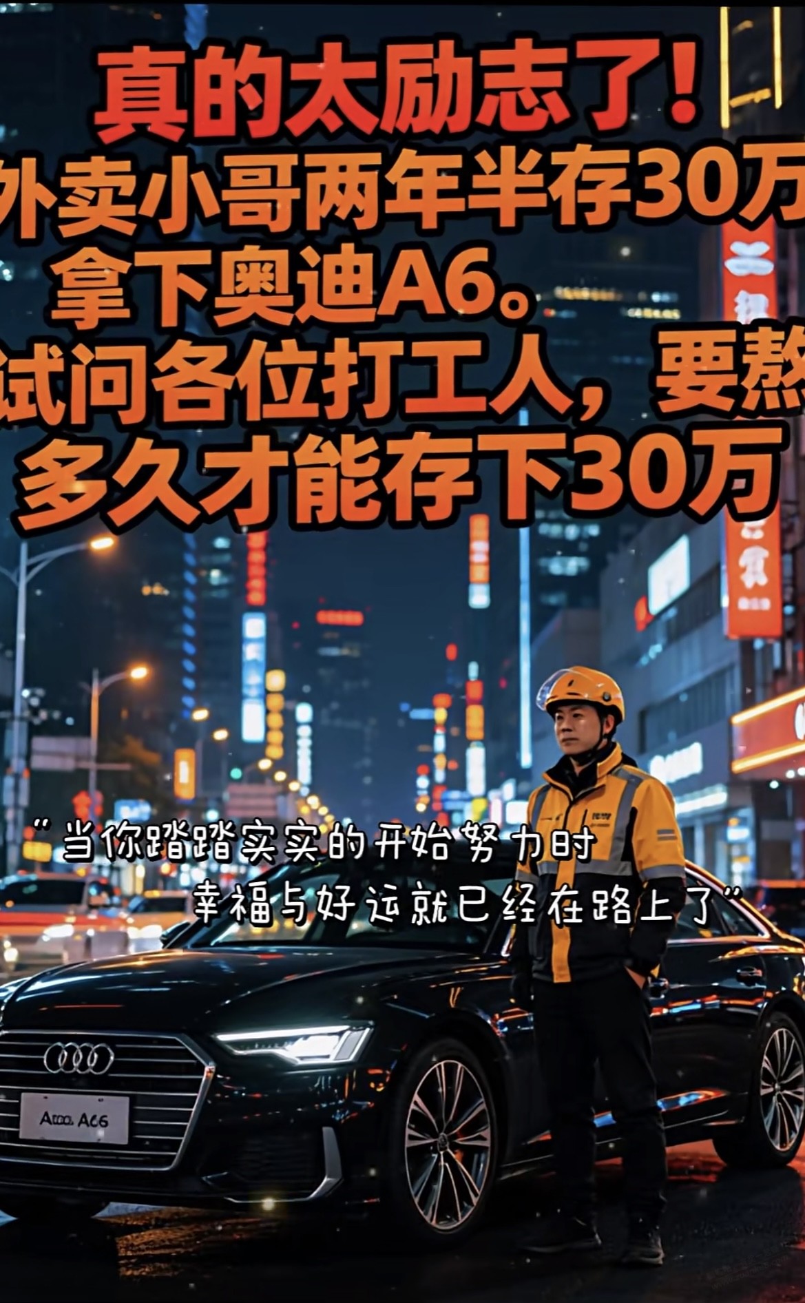 外卖单王，30万买奥迪a6，钱那么好赚吗