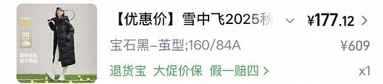雪中飞极简长款羽绒服166