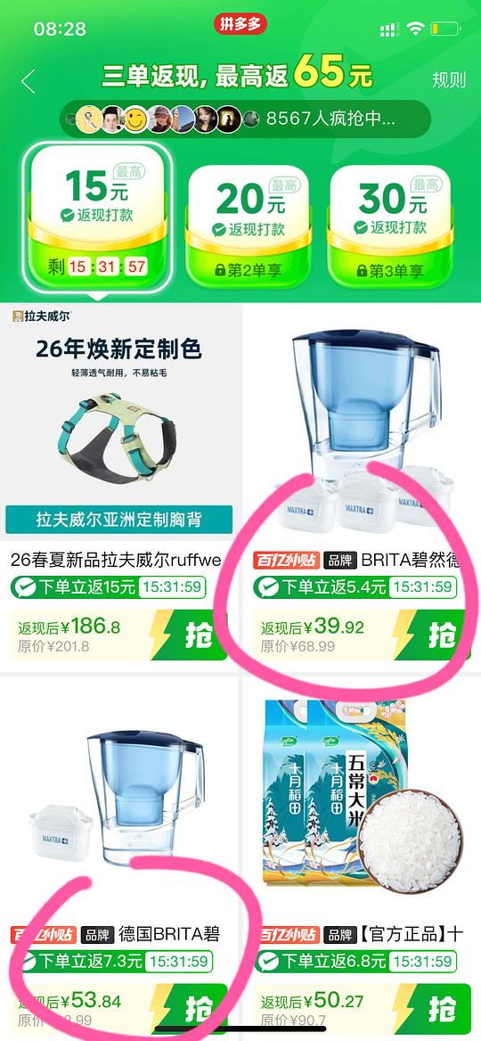 碧然德净水壶一壶一芯40