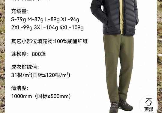 拓路者雪狐100男款羽绒服，可做内胆，返利后295
