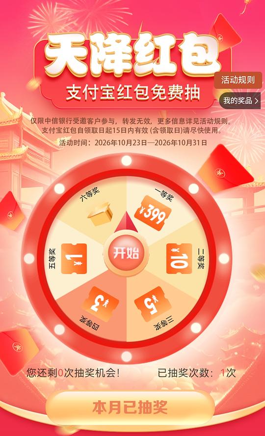 【分享】有中信银行卡的来试试抽🧧非必中