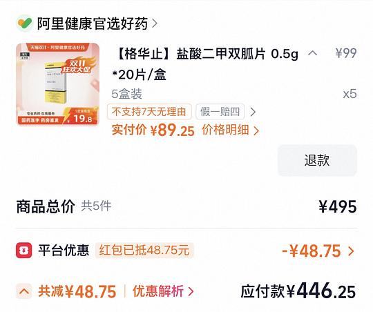格华止二甲双胍20片/盒17.85