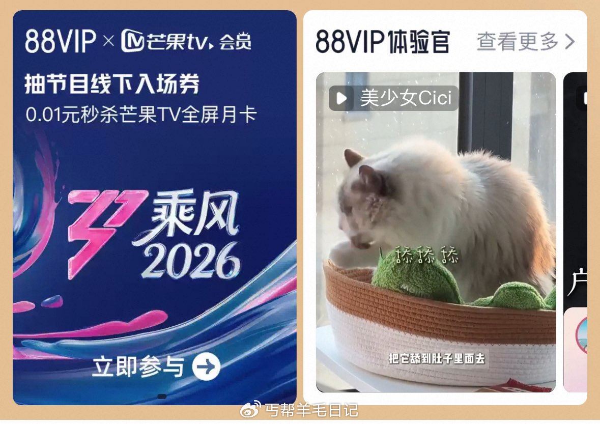 10点桃宝搜：88vip，进入横幅 0.01眇殺芒果TV全屏月卡等 ...