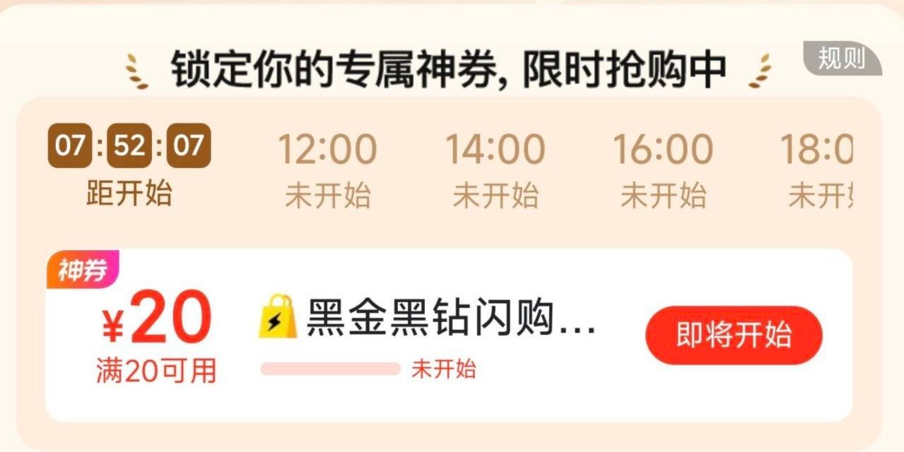 限黑金/黑钻 美团-会員中心 ⏰10:00 12:00 14:00 16:00 18:00 可抢20...