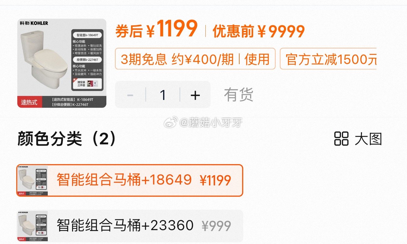 自辩 科勒智能马桶盖，进店...