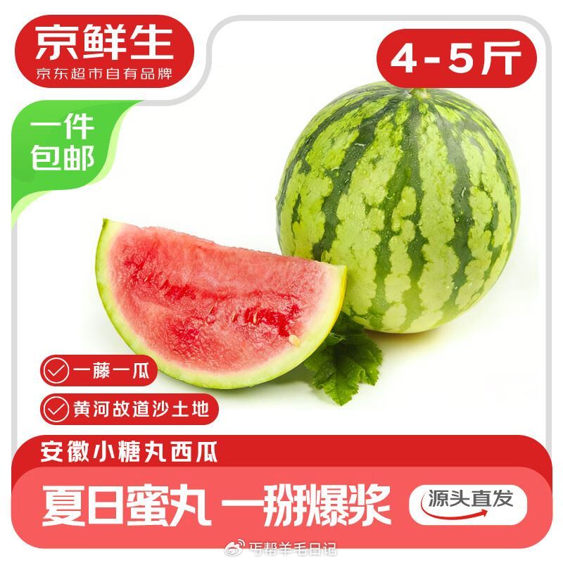 1️⃣先入浍 2️⃣自营小糖丸西瓜4-5斤💰9.9...