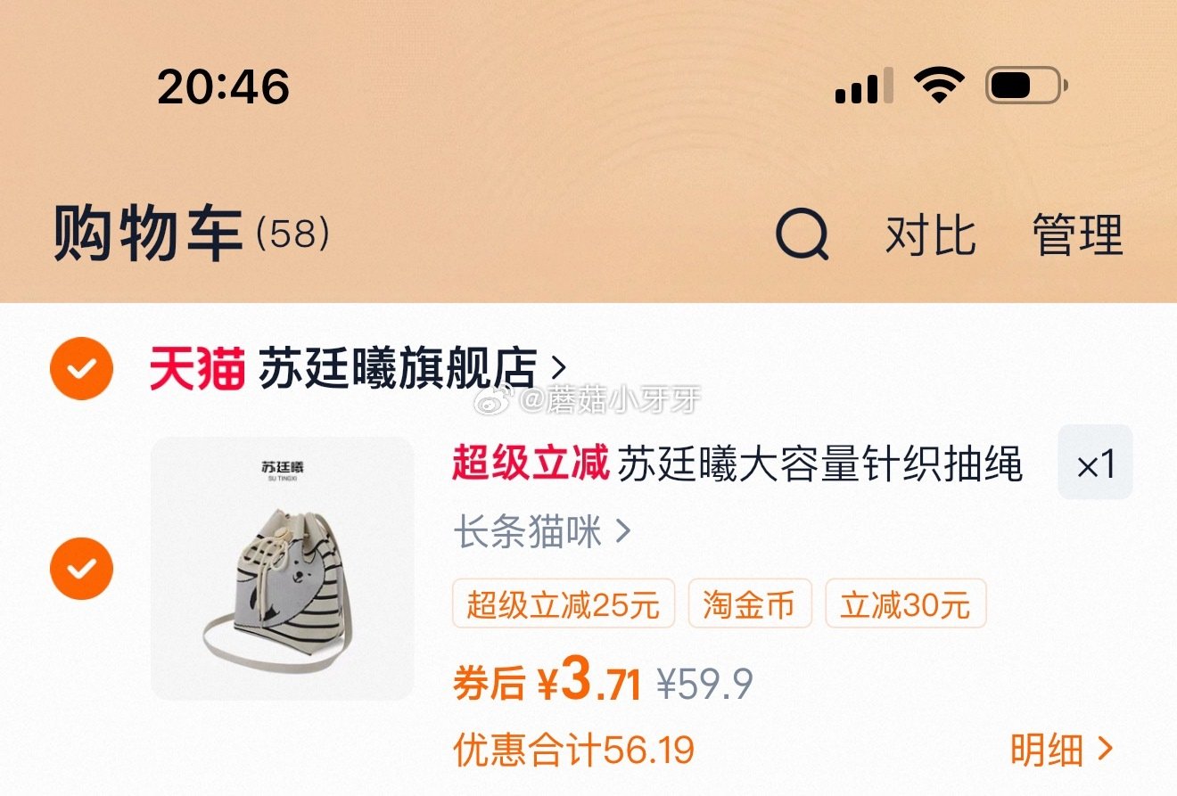 苏廷曦针织抽绳水桶包 过金币...