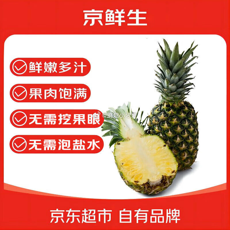 🐶东 直播间9.9 京鲜生菲律宾凤梨1粒装 净重2.4斤...