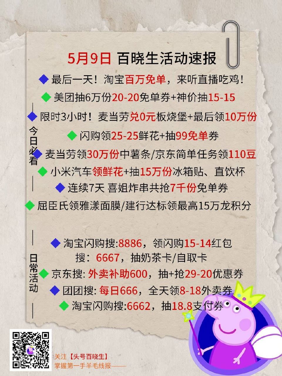 V扫⭐今日汇总先看看推文哈 --- 1️⃣最后1天! 淘宝百万兔箪记得来 2️⃣麦当劳兌兔费板烧+领...