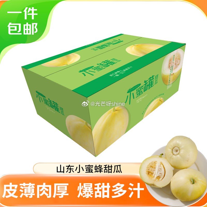 领2-1.1 京鲜生 山东玉菇甜瓜净重4.5-5斤 2粒装 单果2斤起【22.7】 京鲜生 小蜜蜂甜...